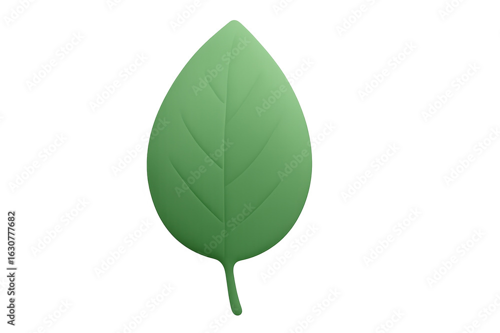 Poster simple 3d rendering of a green leaf with visible veins, isolated on a transparent background, perfec