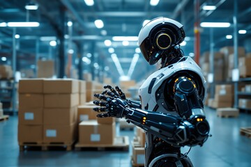 Warehouse Automation Robot Futuristic Logistics Distribution Center