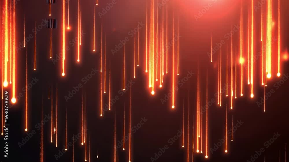 Poster mesmerizing visual effect of glowing light streaks and particles against dark background, evoking en