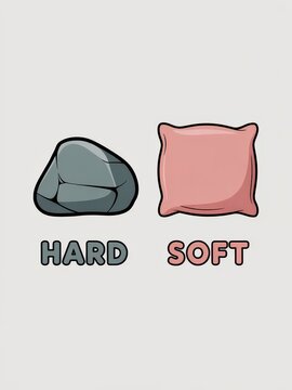 Educational Poster Comparing Hard and Soft Objects

