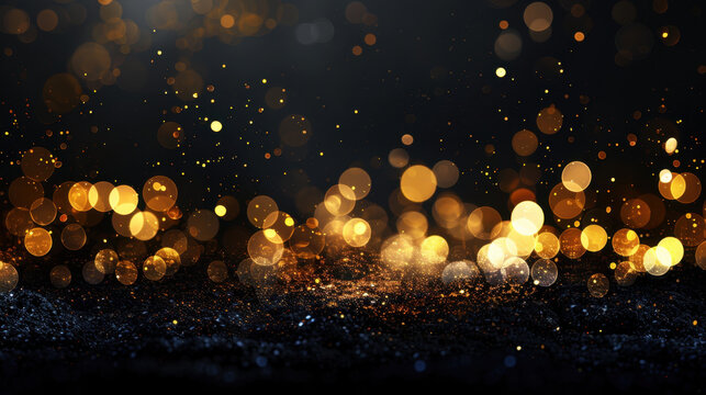 Mesmerizing display of warm sparkle lights gently fading into glowing sky, creating magical atmosphere filled with shimmering bokeh effects