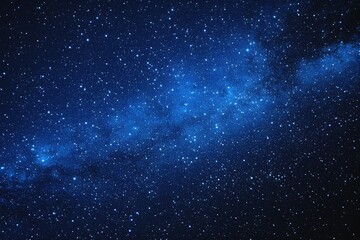 Obraz premium Starry sky background, blue night sky full of stars, glowing stars in the dark space, starry background, dark night, stars in the distance, starlight, dark background with a blue glow, night sky. 