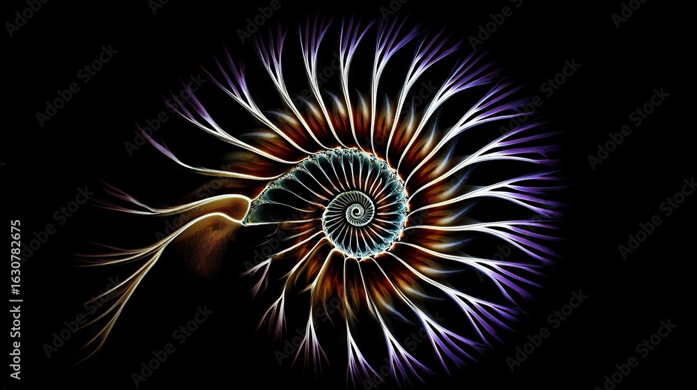 Aufkleber abstract digital illustration of a colorful spiral shell design with intricate patterns and vibrant 