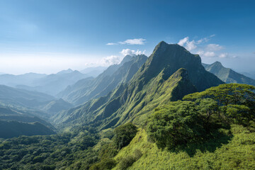 Obraz premium capture essence of summer landscapes and nature across different countries featuring majestic mountain peaks
