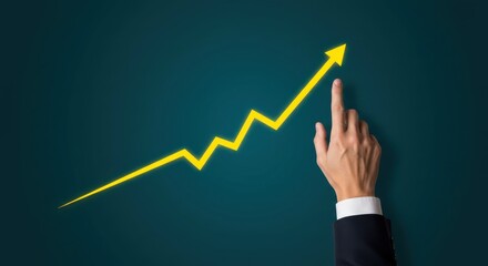 Business growth concept with upward trending graph