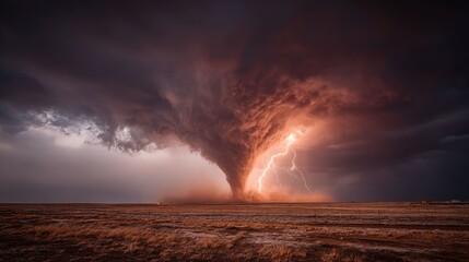 Fototapeta premium Massive tornado with dramatic lightning
