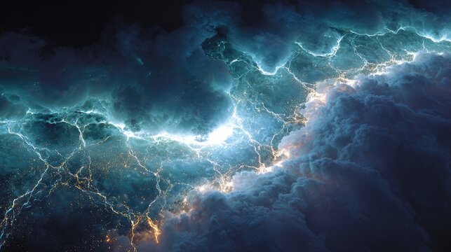 Top down Satellite view of a deep ocean trench glowing bioluminescent creatures in the abyss