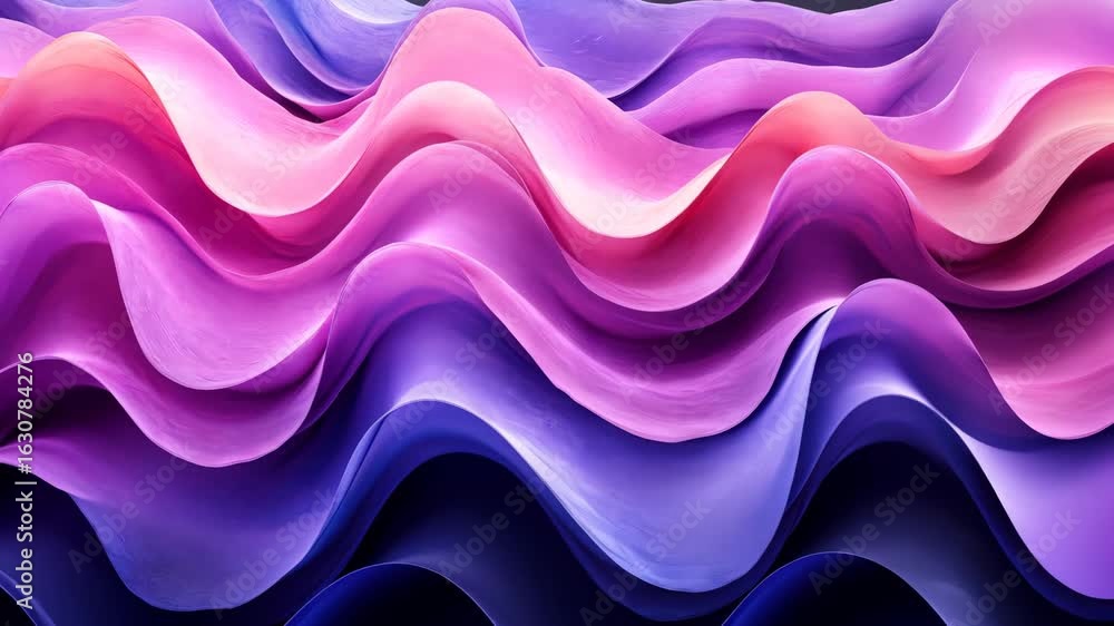 Poster abstract waves of pink and purple: a serene and colorful motion background loop