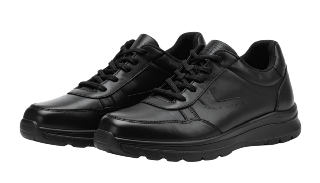 Black Sneakers PNG, Casual Athletic Shoes Isolated, Transparent Background, Footwear, Fashion, and Streetwear Illustration - Powered by Adobe