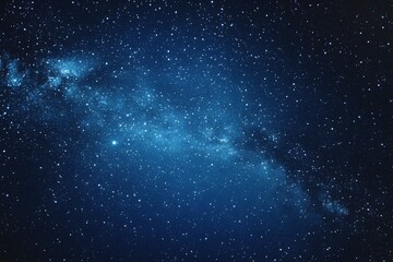 Naklejka premium Starry sky background, blue night sky full of stars, glowing stars in the dark space, starry background, dark night, stars in the distance, starlight, dark background with a blue glow, night sky. 