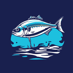 Vsai fishing lure shaped like a fish swimming in blue water