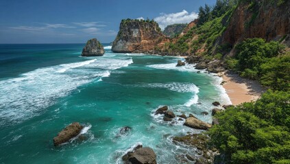 Fototapeta premium Coastal paradise. Tranquil beach scene