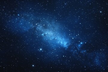 Fototapeta premium Starry sky background, blue night sky full of stars, glowing stars in the dark space, starry background, dark night, stars in the distance, starlight, dark background with a blue glow, night sky. 