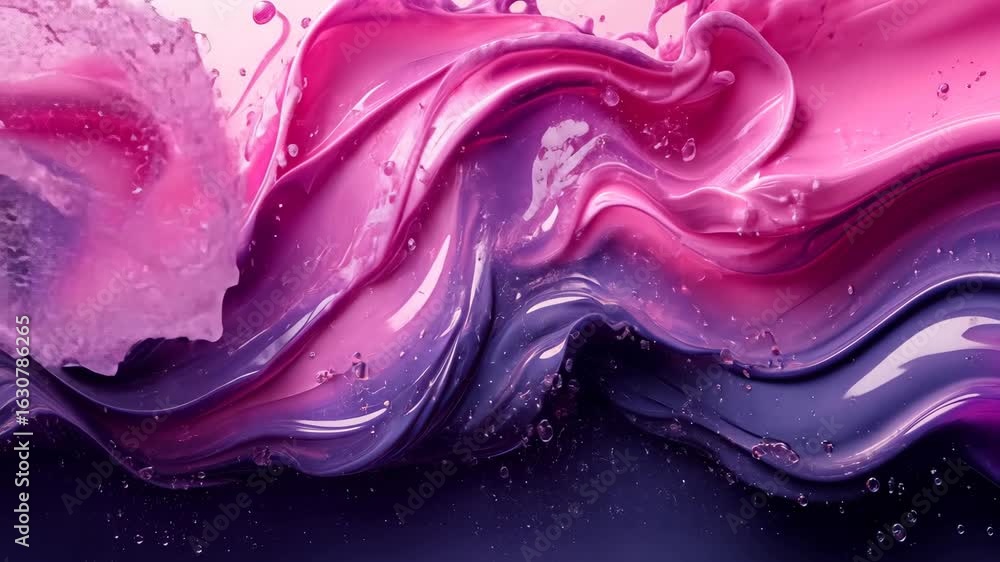 Poster abstract liquid splash with vibrant pink and purple hues creating dynamic visual flow
