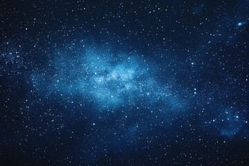 Obraz premium Starry sky background, blue night sky full of stars, glowing stars in the dark space, starry background, dark night, stars in the distance, starlight, dark background with a blue glow, night sky. 