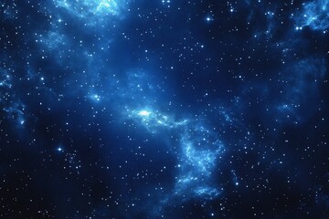 Obraz premium Starry sky background, blue night sky full of stars, glowing stars in the dark space, starry background, dark night, stars in the distance, starlight, dark background with a blue glow, night sky. 