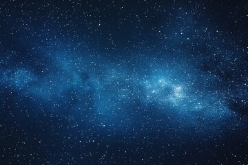 Naklejka premium Starry sky background, blue night sky full of stars, glowing stars in the dark space, starry background, dark night, stars in the distance, starlight, dark background with a blue glow, night sky. 