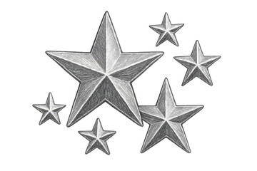 Obraz premium Hand-drawn stars representing success, sketched in pencil on transparent backdrop, ideal for graphic design with artisanal aesthetic