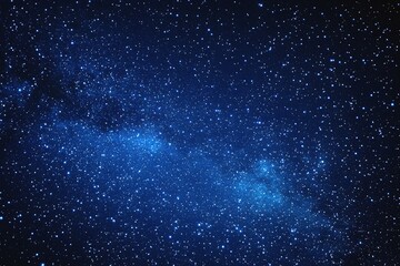 Obraz premium Starry sky background, blue night sky full of stars, glowing stars in the dark space, starry background, dark night, stars in the distance, starlight, dark background with a blue glow, night sky. 