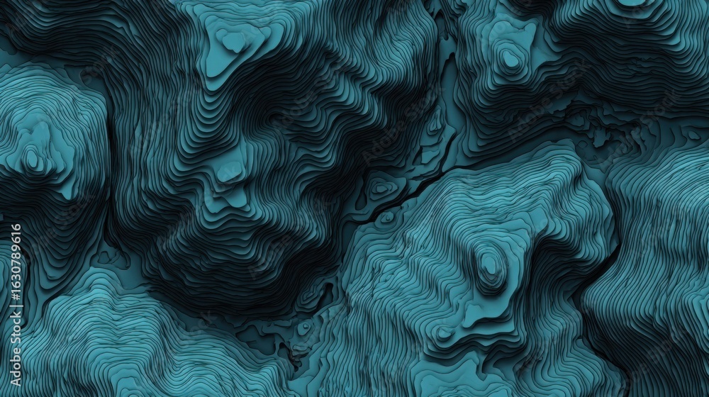 Poster textured abstract design in shades of turquoise with swirling patterns resembling ocean waves and na