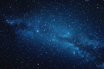 Naklejka premium Starry sky background, blue night sky full of stars, glowing stars in the dark space, starry background, dark night, stars in the distance, starlight, dark background with a blue glow, night sky. 