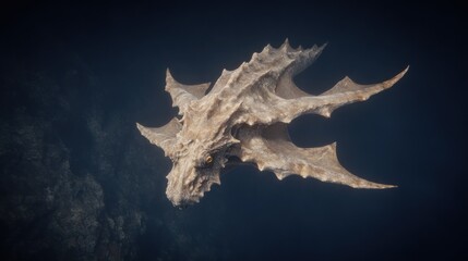 Detailed 3D Render of a Mythical Dragon Head Against a Dark Background