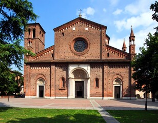 Fototapeta premium Ancient brick facade of a European cathedral