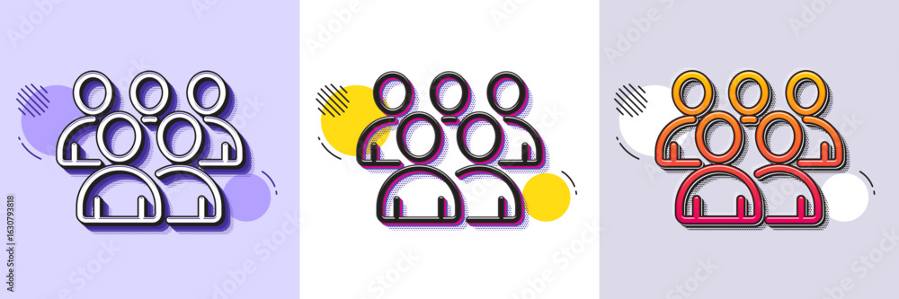 Aufkleber group line icon. halftone dotted pattern. gradient icon with grain shadow. business management sign.