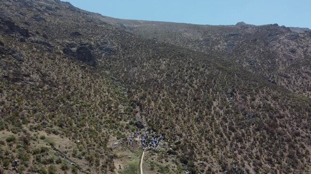 Tourists visiting simien mountains national park, ethiopia