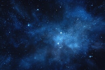 Starry sky background, blue night sky full of stars, glowing stars in the dark space, starry background, dark night, stars in the distance, starlight, dark background with a blue glow, night sky.	
