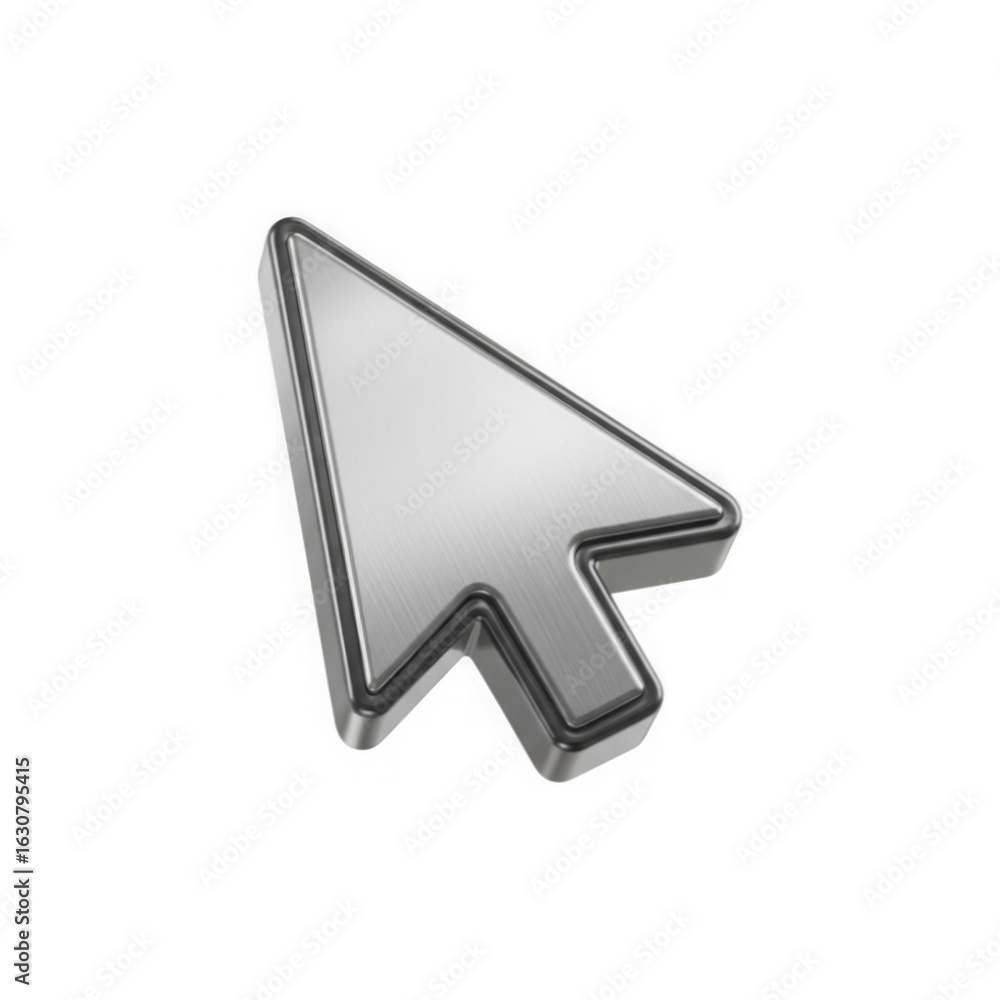 Fototapete shiny metallic silver computer mouse cursor arrow pointer isolated on transparent background