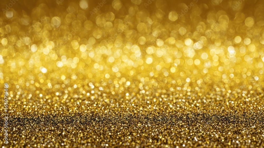 Poster glistening golden background with a depth of field and bokeh lights