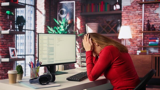 Smart AI assistant displayed on a computer monitor helping a person complete tasks, power of machine learning to streamline digital interactions and enhance web based connectivity. Camera B.
