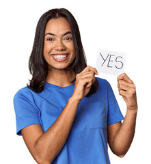 Young filipino woman showing 
