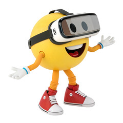 Cartoon character wearing virtual glasses isolated on transparent background  
