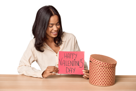 Filipino woman with Valentine's message, love theme