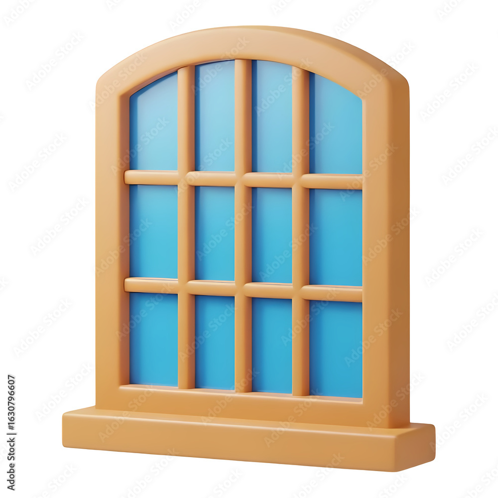 Poster Brown Window Icon 3D Rendering Element