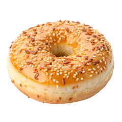 Donut with sesame seeds isolated on transparent background  
