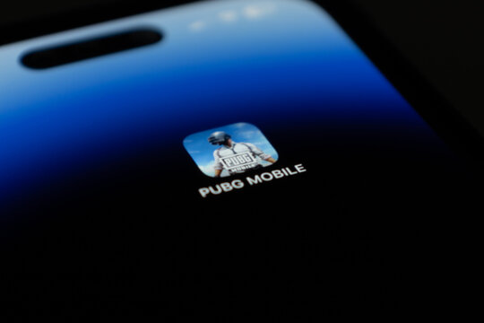Istanbul, Turkiye - August 5, 2025: Closeup PUBG MOBILE app on iPhone 14 Pro home screen