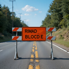 A sign road block on the road