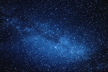 Fototapeta premium Starry sky background, blue night sky full of stars, glowing stars in the dark space, starry background, dark night, stars in the distance, starlight, dark background with a blue glow, night sky. 