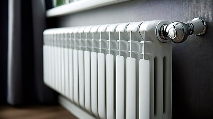 White heating radiator providing warmth in modern apartment