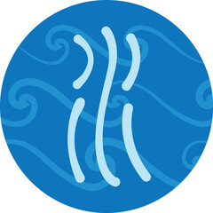 Water Wuxing Five Elements blue icon.