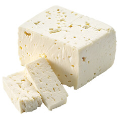 Feta cheese isolated on transparent background  
