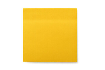 Yellow sticky note hanging on transparent backdrop, showcasing blank space for writing personal reminder or quick message