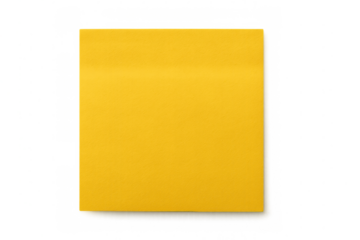 Yellow sticky note hanging on transparent backdrop, showcasing blank space for writing personal reminder or quick message