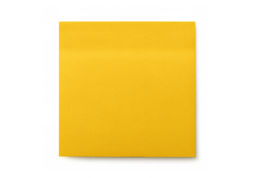 Yellow sticky note hanging on transparent backdrop, showcasing blank space for writing personal reminder or quick message