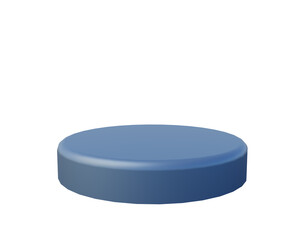 3D rendering of a simple blue round podium or display platform with a transparent background. Ideal for showcasing products, awards, icons, or promotional content in modern design projects.

