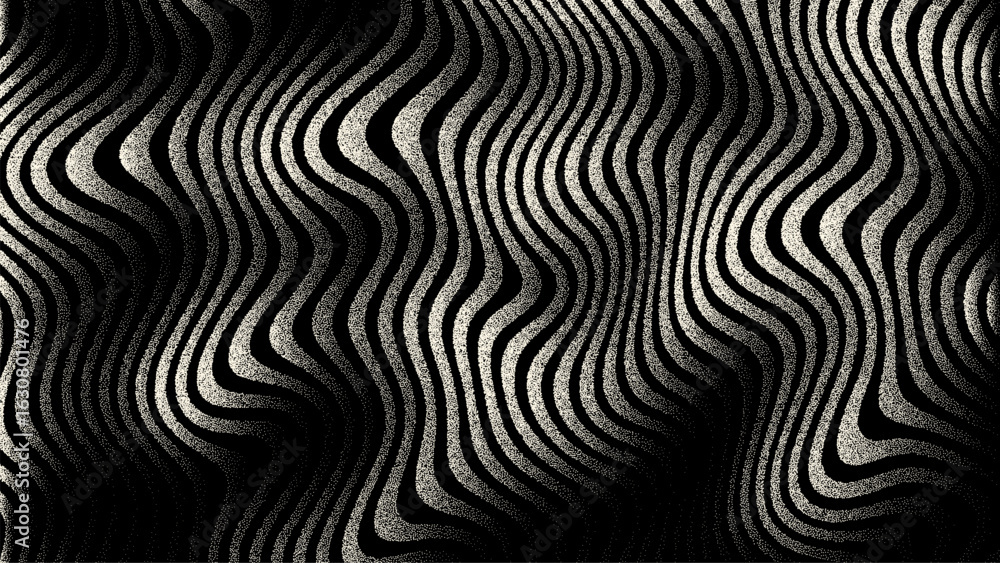 Aufkleber abstract background with noise grain vector lines. wavy black and white texture for design, art, and