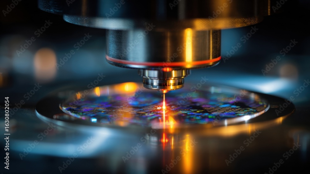 Aufkleber a closeup of the highprecision optics employed in femtolithography capturing the quality of the lens